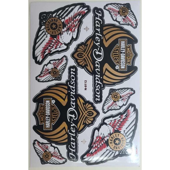 Harley Davidson Weather Resistant Vinyl Sticker Decal Gold and Red Wings 1x - Picture 3 of 4